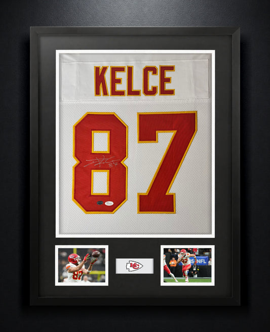 Travis Kelce Signed Kansas City Chiefs Jersey Framed JSA & GTSM COA - Photo of frame