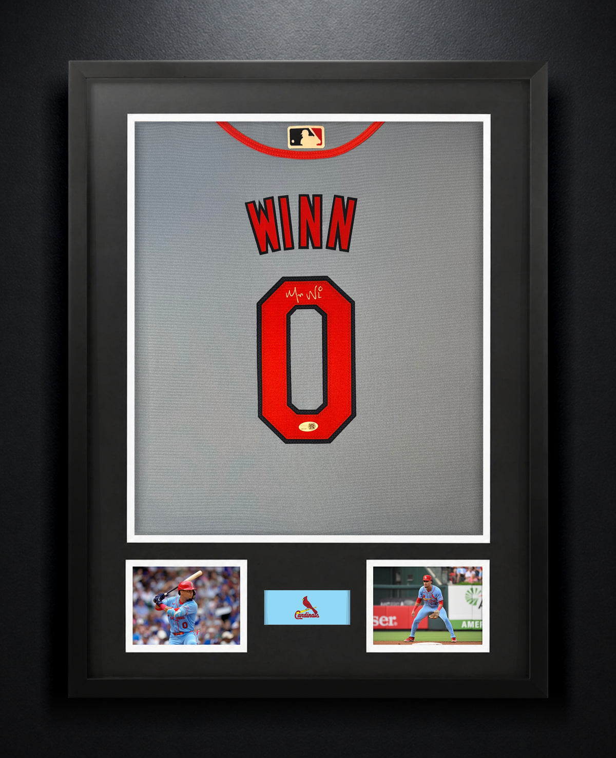 Masyn Winn Signed St. Louis Cardinals Nike Jersey Framed JSA COA - Photo of frame