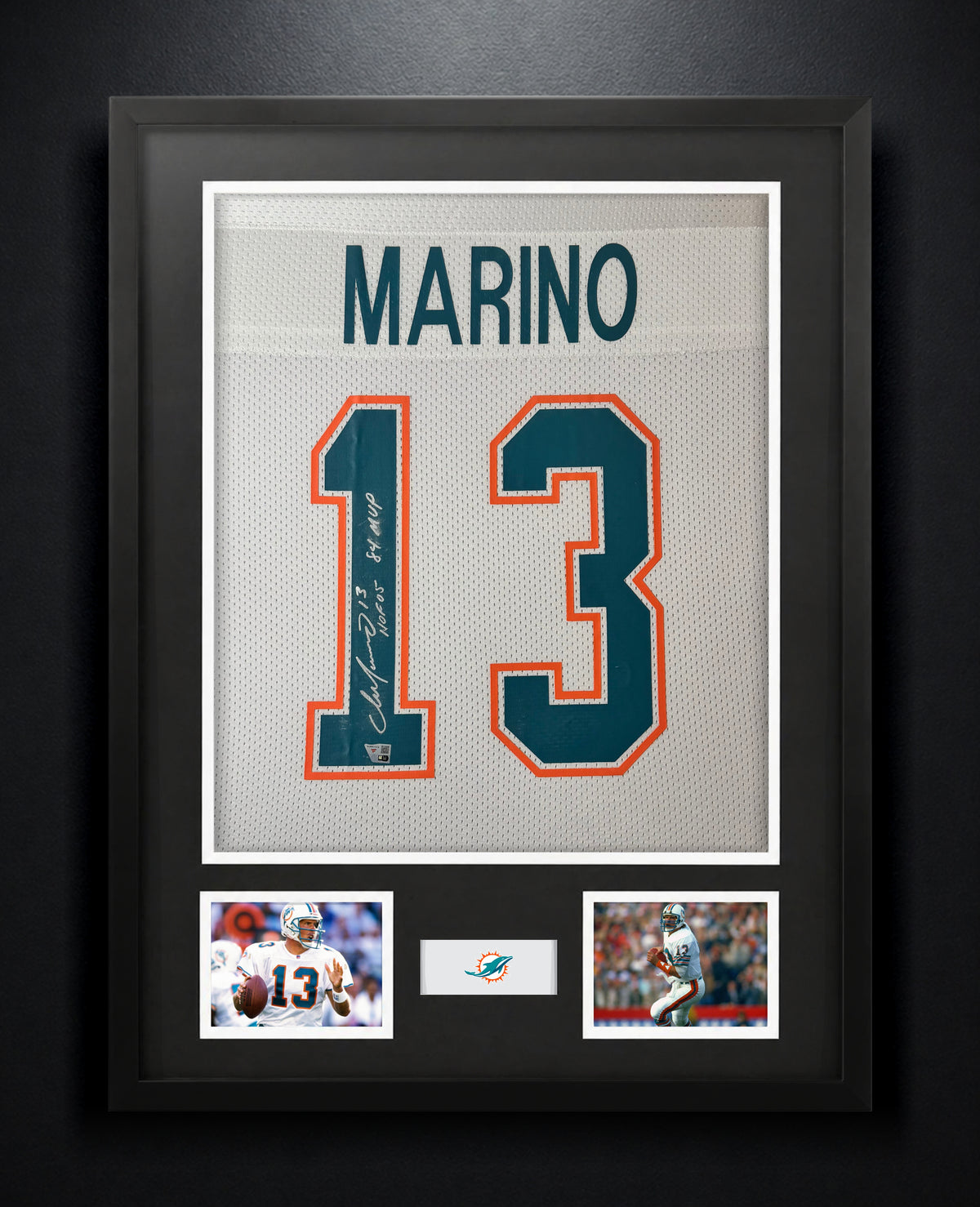 Dan Marino Signed Miami Dolphins Mitchell & Ness Jersey Framed Fanatics COA INSCRIBED - Photo of frame