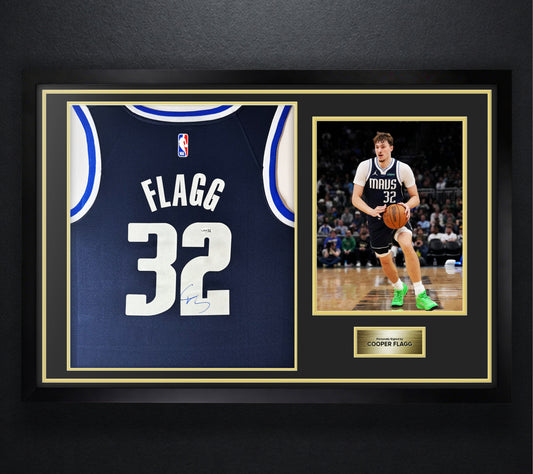 Cooper Flagg Signed Dallas Mavericks Nike Jersey Framed JSA COA - Photo of frame