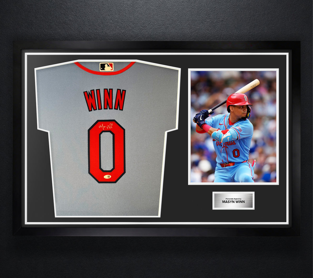 Masyn Winn Signed St. Louis Cardinals Nike Jersey Framed JSA COA - Photo of frame