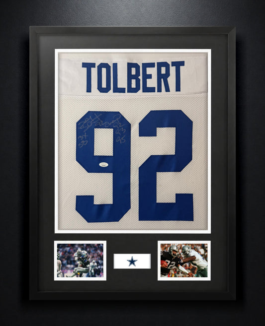 Tony Tolbert Signed Dallas Cowboys Jersey Framed JSA COA - Photo of frame