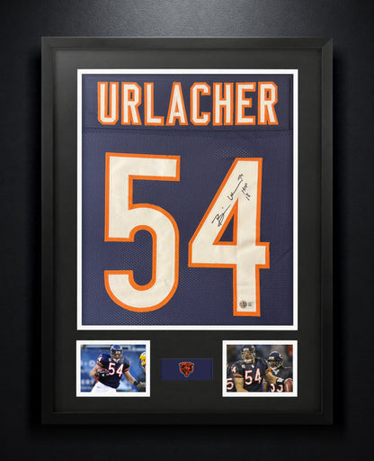 Brian Urlacher Signed Chicago Bears Jersey Framed Beckett COA INSCRIBED - Photo of frame