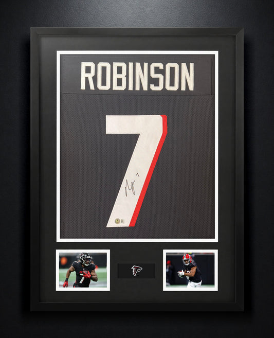 Bijan Robinson Signed Atlanta Falcons Jersey Framed Beckett COA - Photo of frame