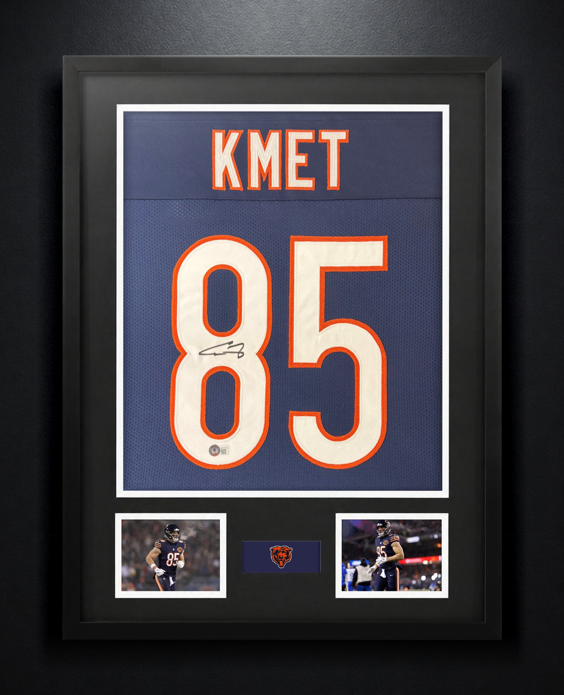 Cole Kmet Signed Chicago Bears Jersey Framed Beckett COA - Photo of frame