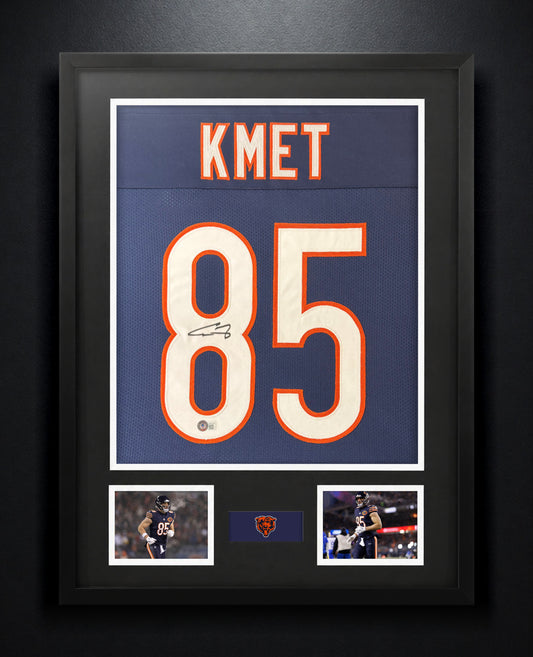 Cole Kmet Signed Chicago Bears Jersey Framed Beckett COA - Photo of frame
