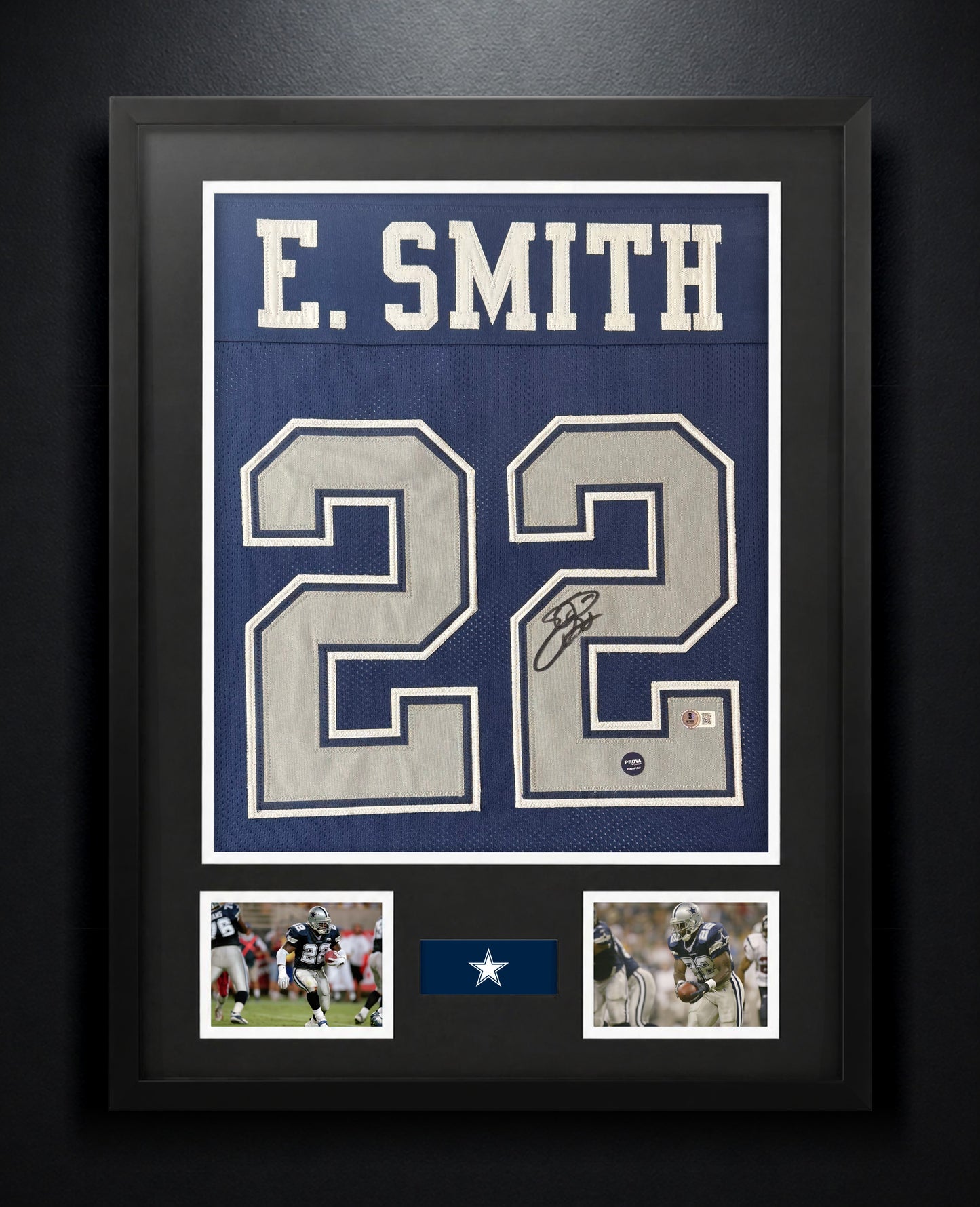 Emmitt Smith Signed Dallas Cowboys Jersey Framed Beckett & Prova COA - Photo of frame