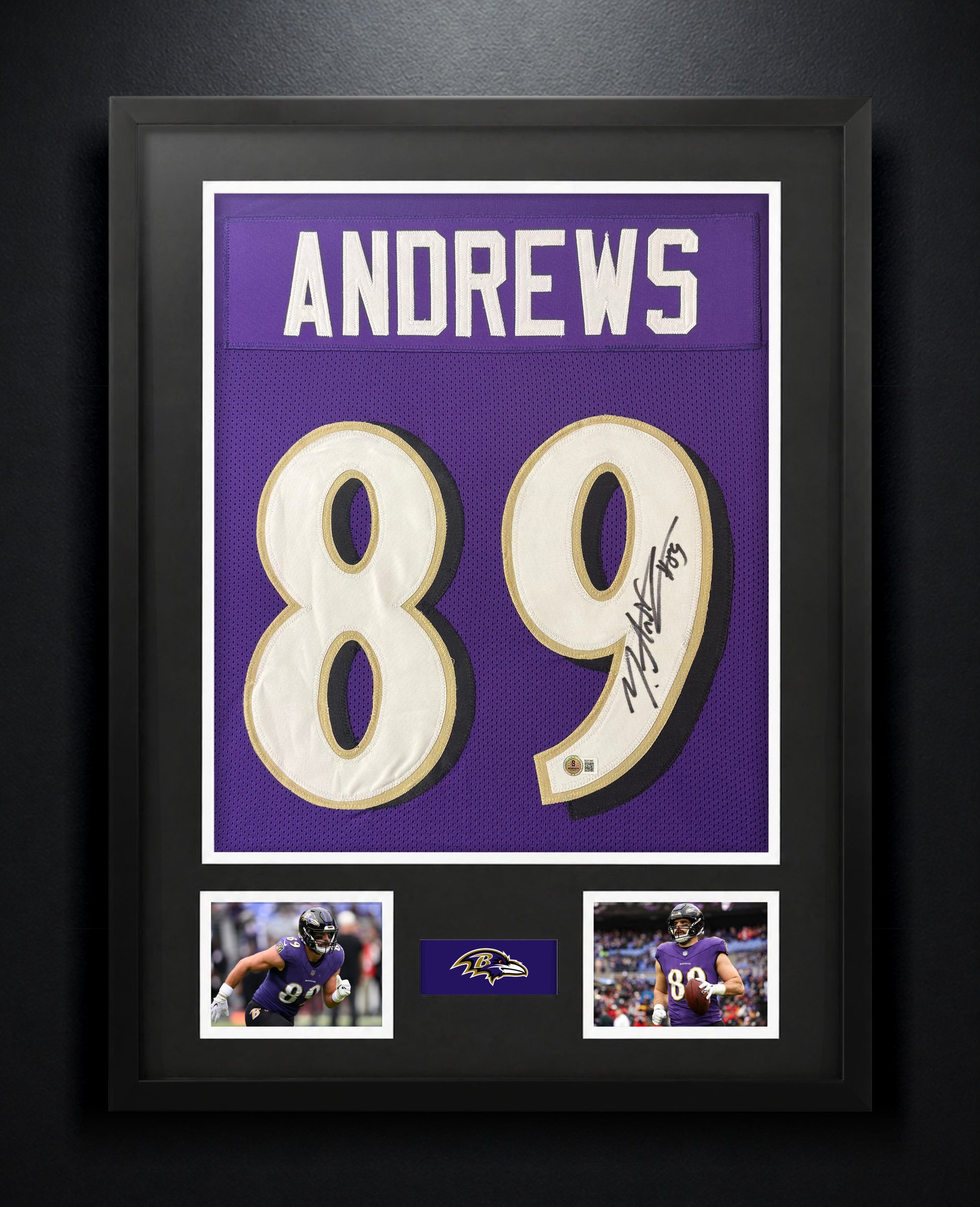 Mark Andrews Signed Baltimore Ravens Jersey Framed Beckett COA - Photo of frame