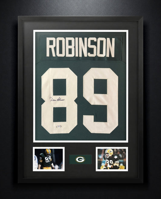 Dave Robinson Signed Green Bay Packers Jersey Framed PSA COA - Photo of frame