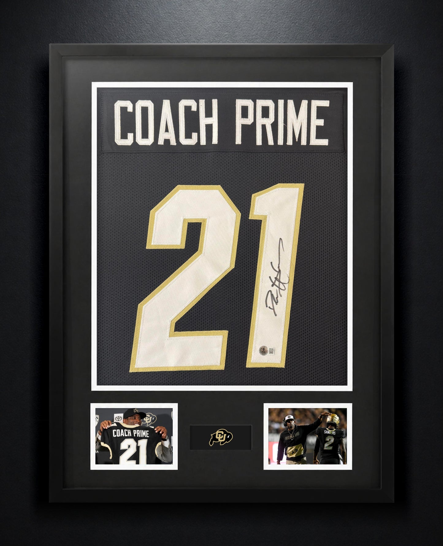 Deion Sanders Signed Colorado Buffaloes Jersey Framed Beckett COA - Photo of frame