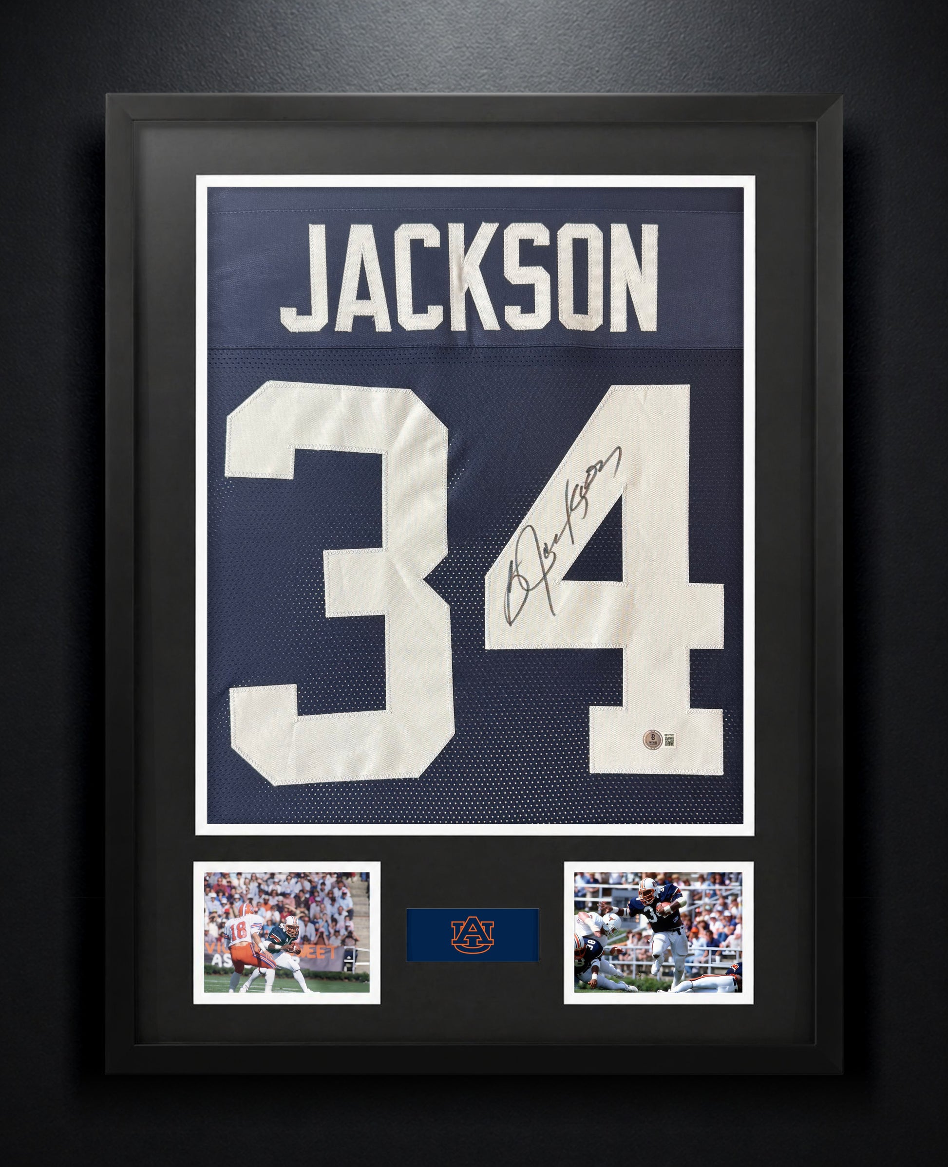 Bo Jackson Signed Auburn Tigers Jersey Framed Beckett COA - Photo of frame