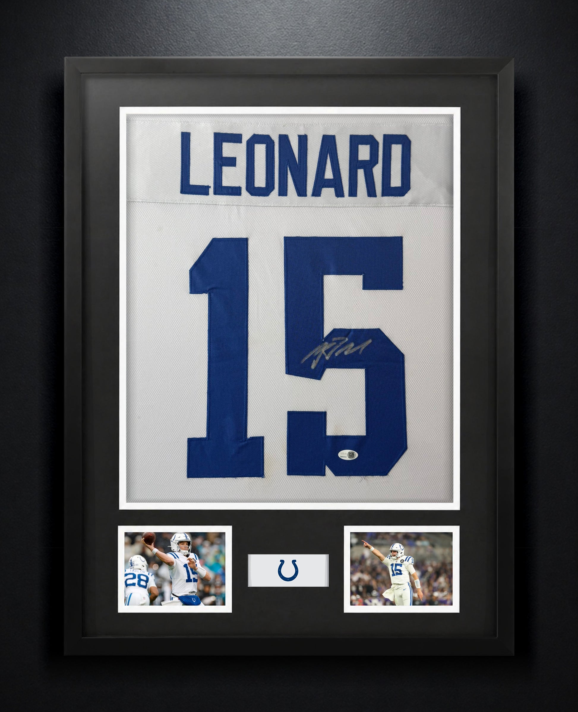 Riley Leonard Signed Indianapolis Colts Jersey Framed JSA COA - Photo of frame