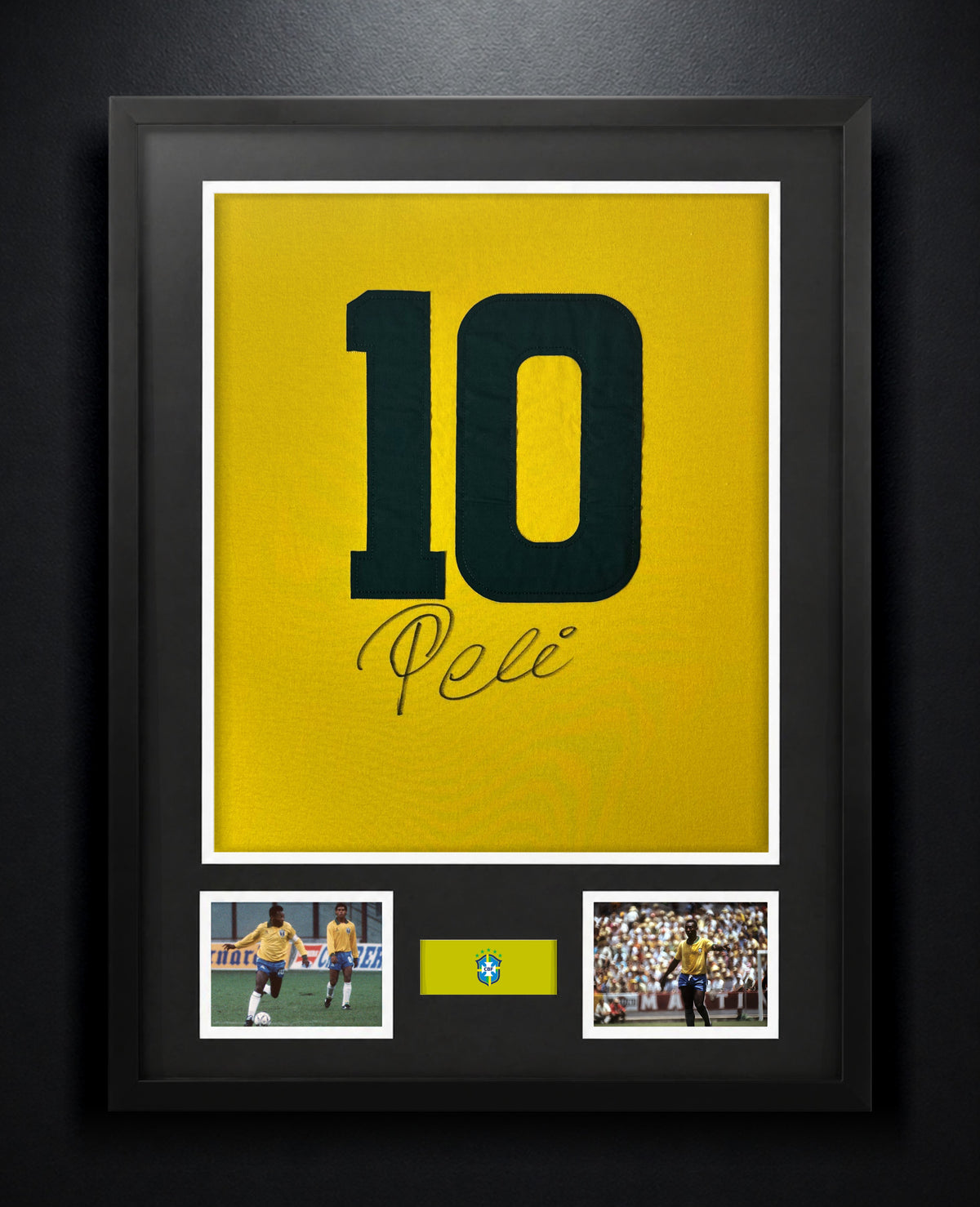 Pele Signed Brazil Jersey Framed Mounted Memories COA - Photo of frame