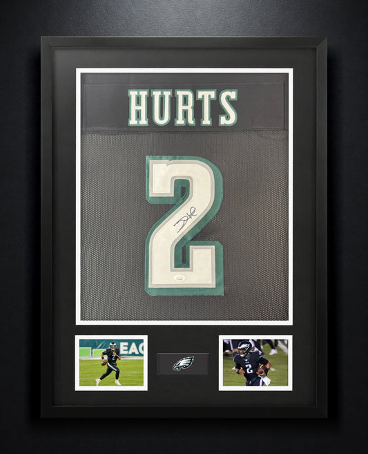 Jalen Hurts Signed Philadelphia Eagles Jersey Framed JSA COA - Photo of frame