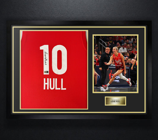Lexie Hull Signed Indiana Fever Jersey Framed SWAU COA - Photo of frame