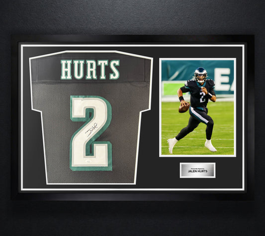 Jalen Hurts Signed Philadelphia Eagles Jersey Framed JSA COA - Photo of frame