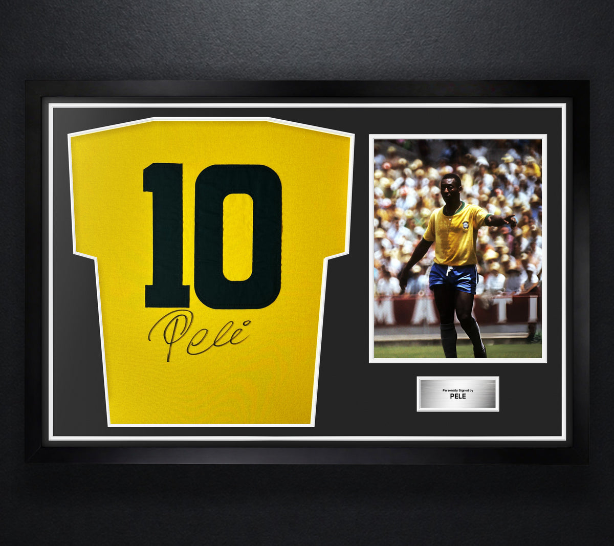 Pele Signed Brazil Jersey Framed Mounted Memories COA - Photo of frame