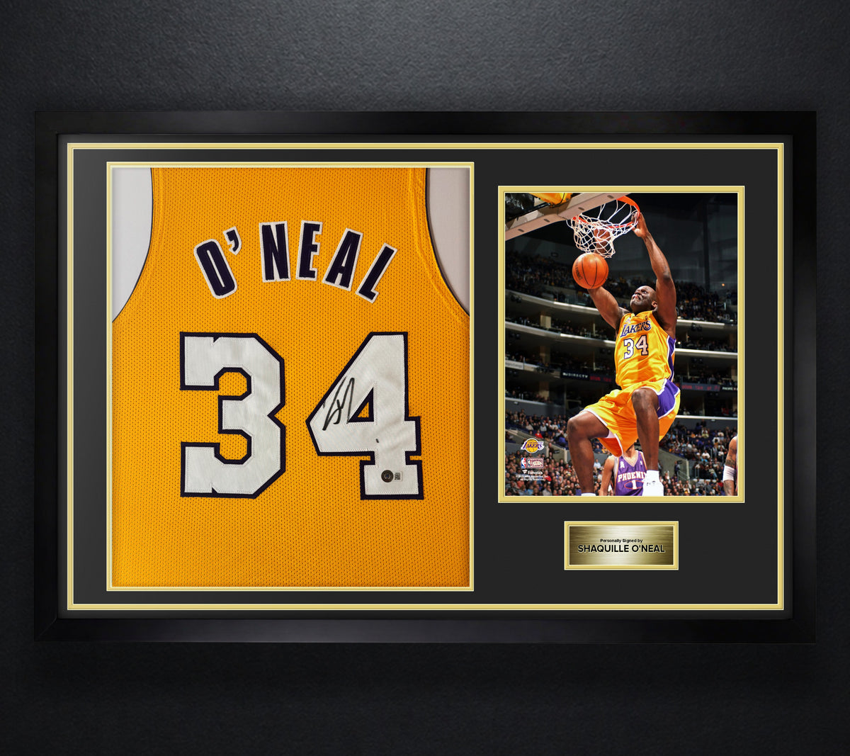 Shaquille O'Neal Signed Los Angeles Lakers Jersey Framed Beckett COA - Photo of frame