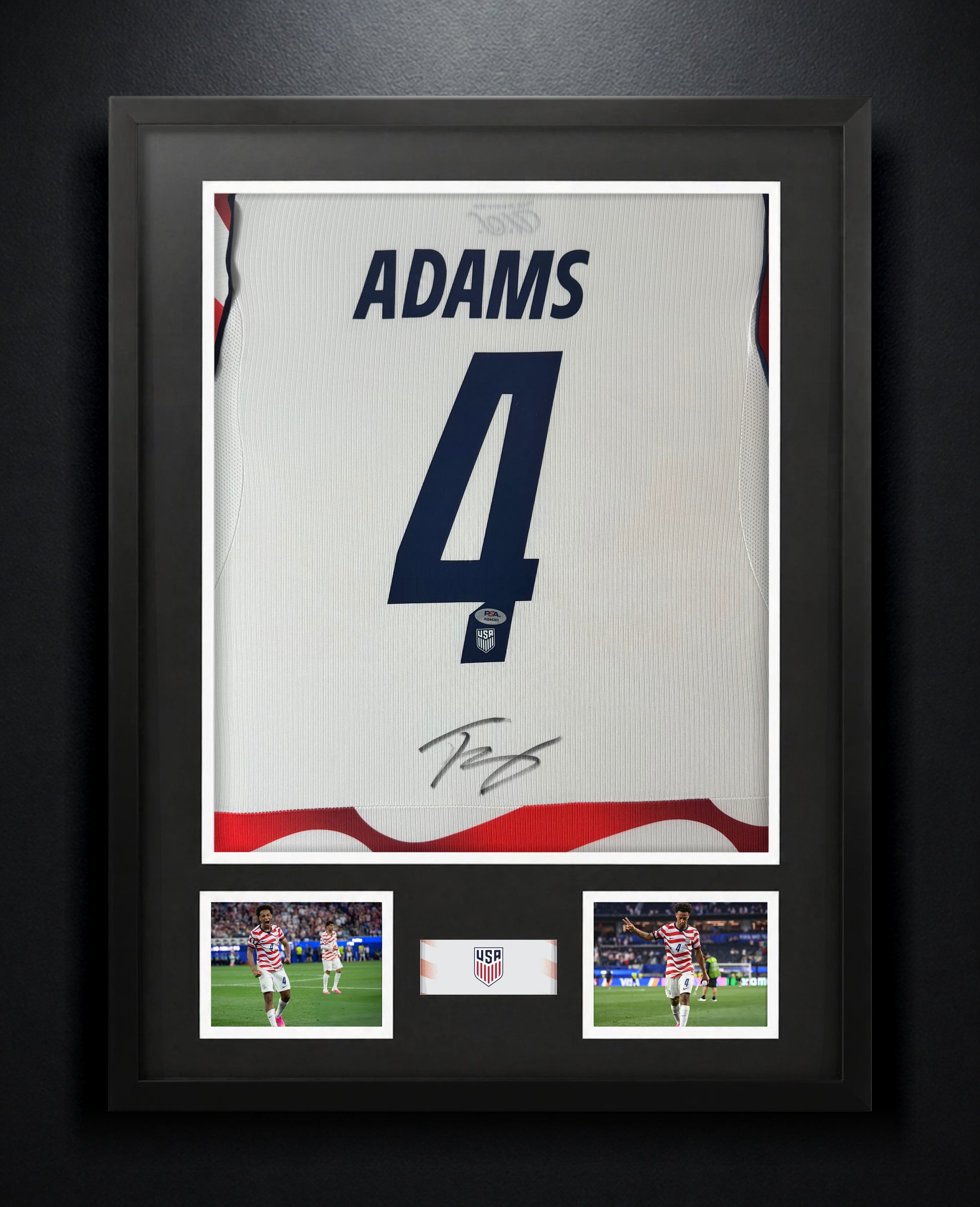 Tyler Adams Signed United States of America Nike Jersey Framed PSA COA - Photo of frame