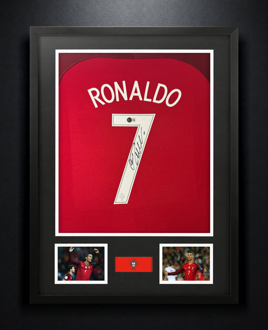 Cristiano Ronaldo Signed Portugal Nike Jersey Framed Beckett COA PHOTOMATCHED - Photo of frame