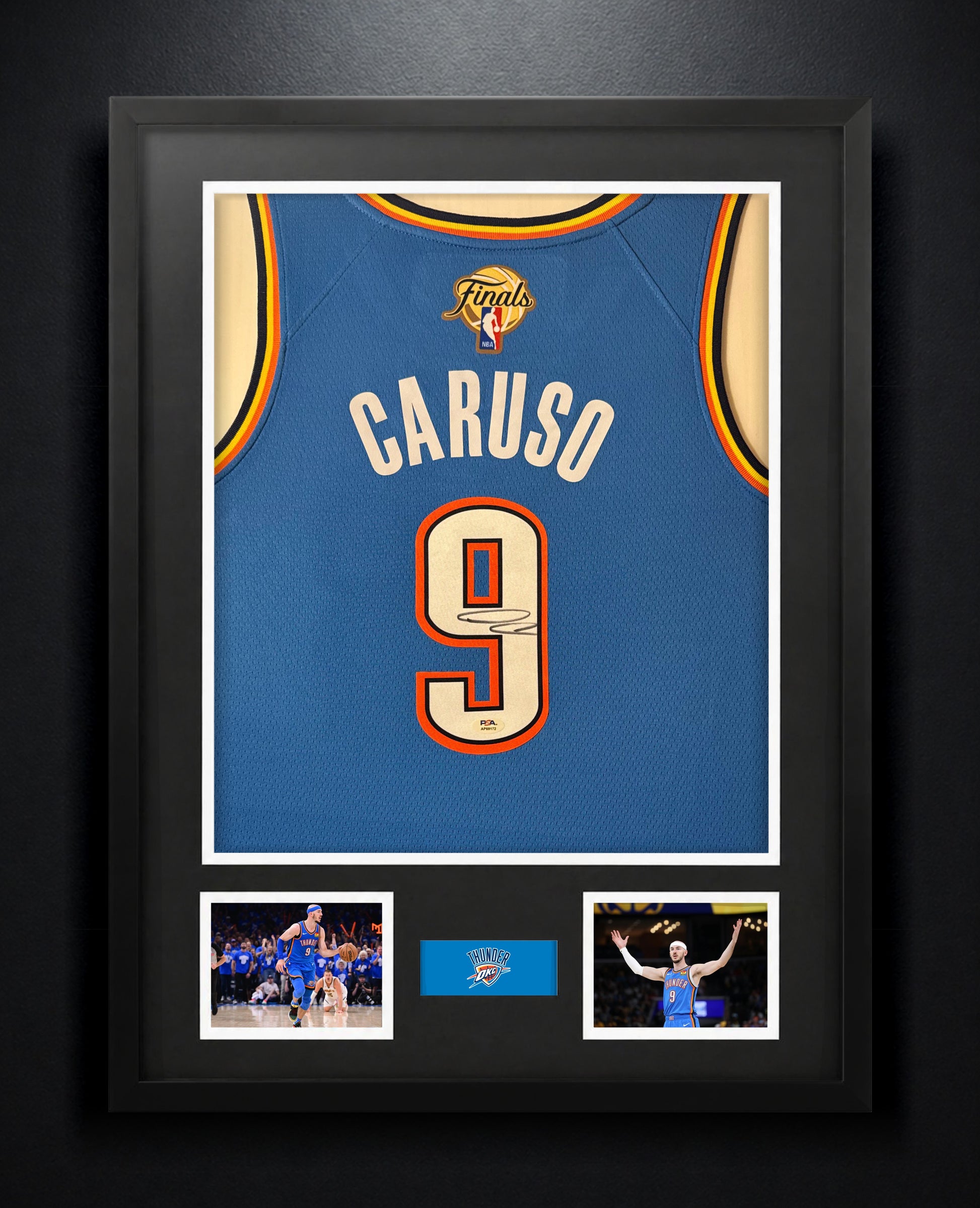 Alex Caruso Signed Oklahoma City Thunder Nike Jersey Framed PSA COA - Photo of frame