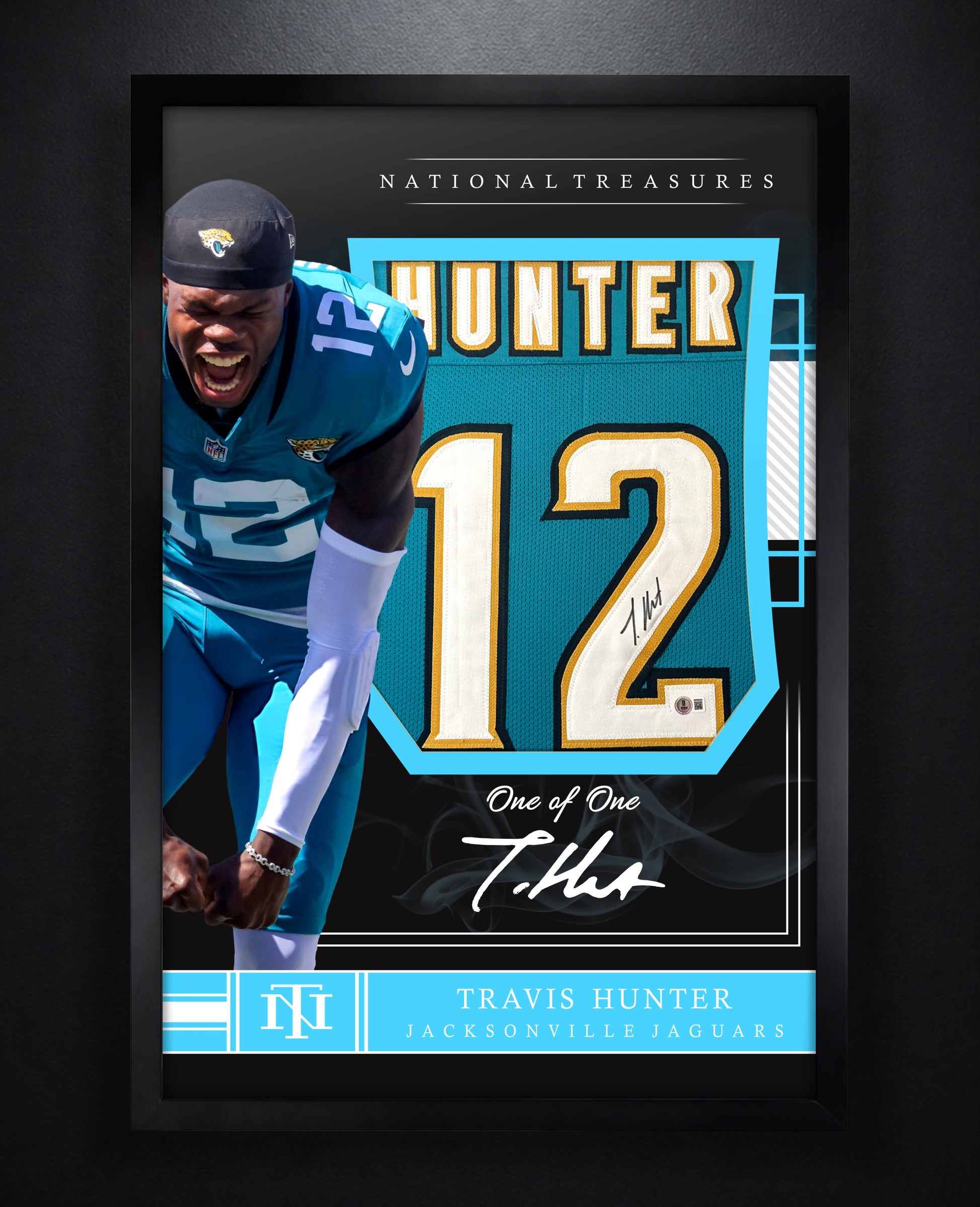 Travis Hunter Signed Jacksonville Jaguars Jersey Framed Beckett COA - Photo of frame