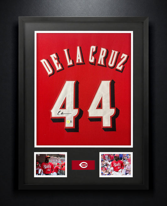 Elly De La Cruz Signed Cincinnati Reds Jersey Framed Beckett COA - Photo of frame