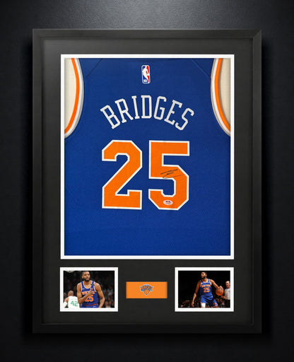 Mikal Bridges Signed New York Knicks Nike Jersey Framed PSA COA - Photo of frame