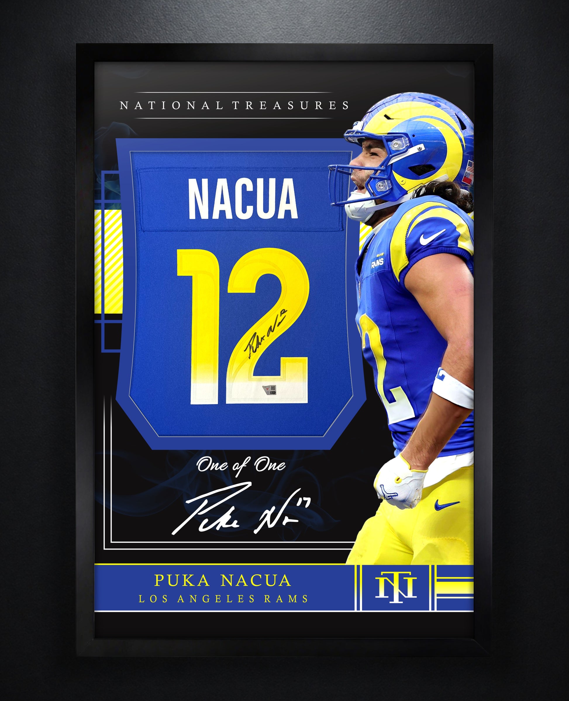 Puka Nacua Signed Los Angeles Rams Nike Jersey Framed Fanatics COA - Photo of frame