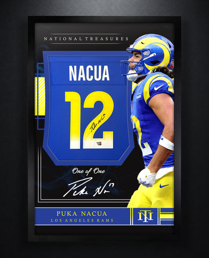 Puka Nacua Signed Los Angeles Rams Nike Jersey Framed Fanatics COA - Photo of frame