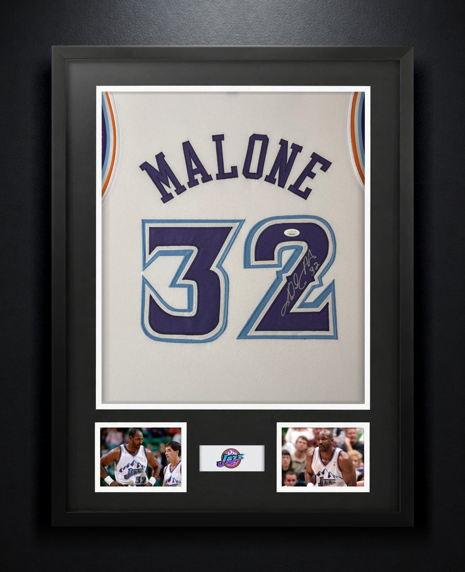 Karl Malone Signed Utah Jazz Jersey Framed JSA COA - Photo of frame