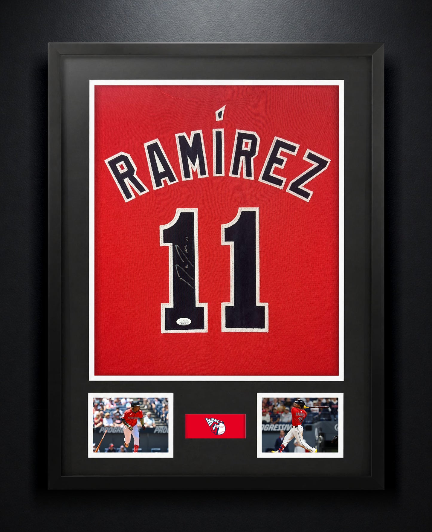 Jose Ramirez Signed Cleveland Guardians Jersey Framed JSA COA - Photo of frame