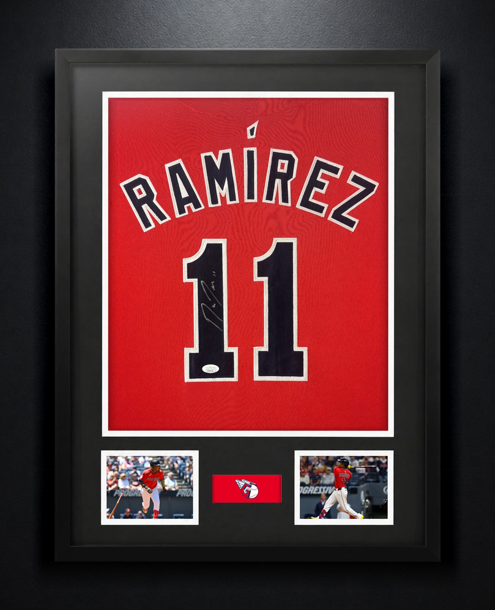 Jose Ramirez Signed Cleveland Guardians Jersey Framed JSA COA - Photo of frame