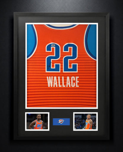 Cason Wallace Signed Oklahoma City Thunder Jersey Framed PSA COA - Photo of frame