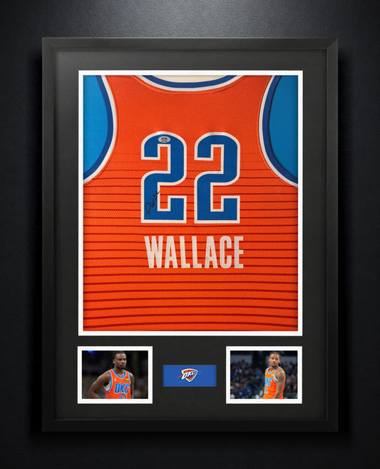 Cason Wallace Signed Oklahoma City Thunder Jersey Framed PSA COA - Photo of frame
