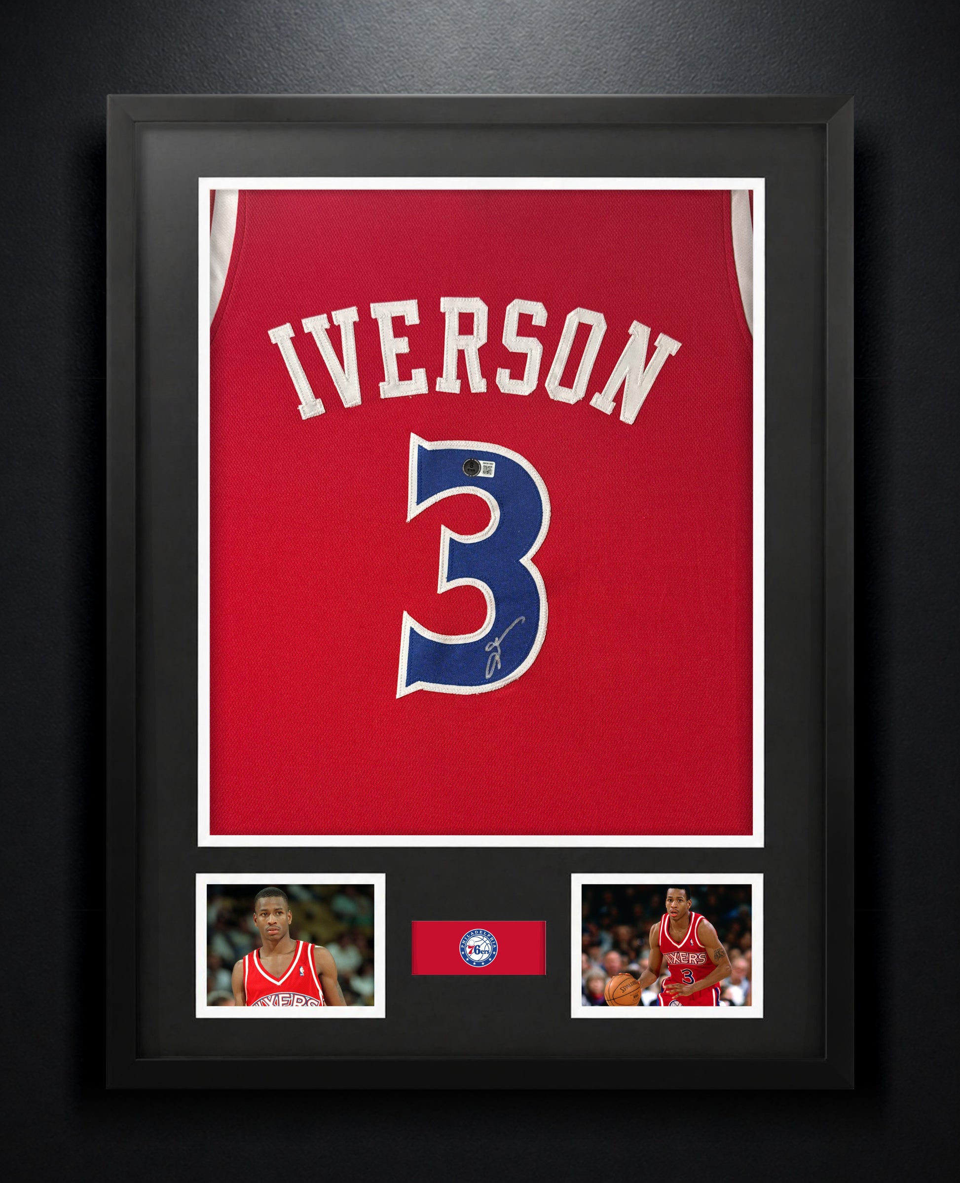 Allen Iverson Signed Philadelphia 76ers Jersey Framed Beckett COA - Photo of frame