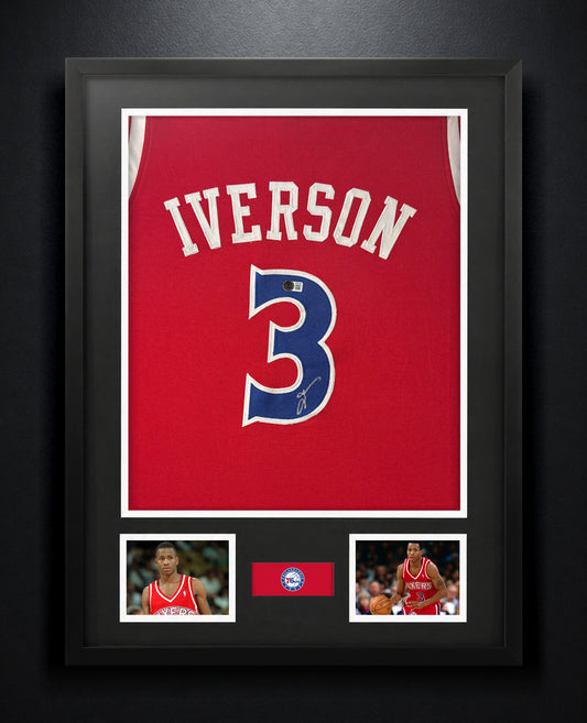 Allen Iverson Signed Philadelphia 76ers Jersey Framed Beckett COA - Photo of frame