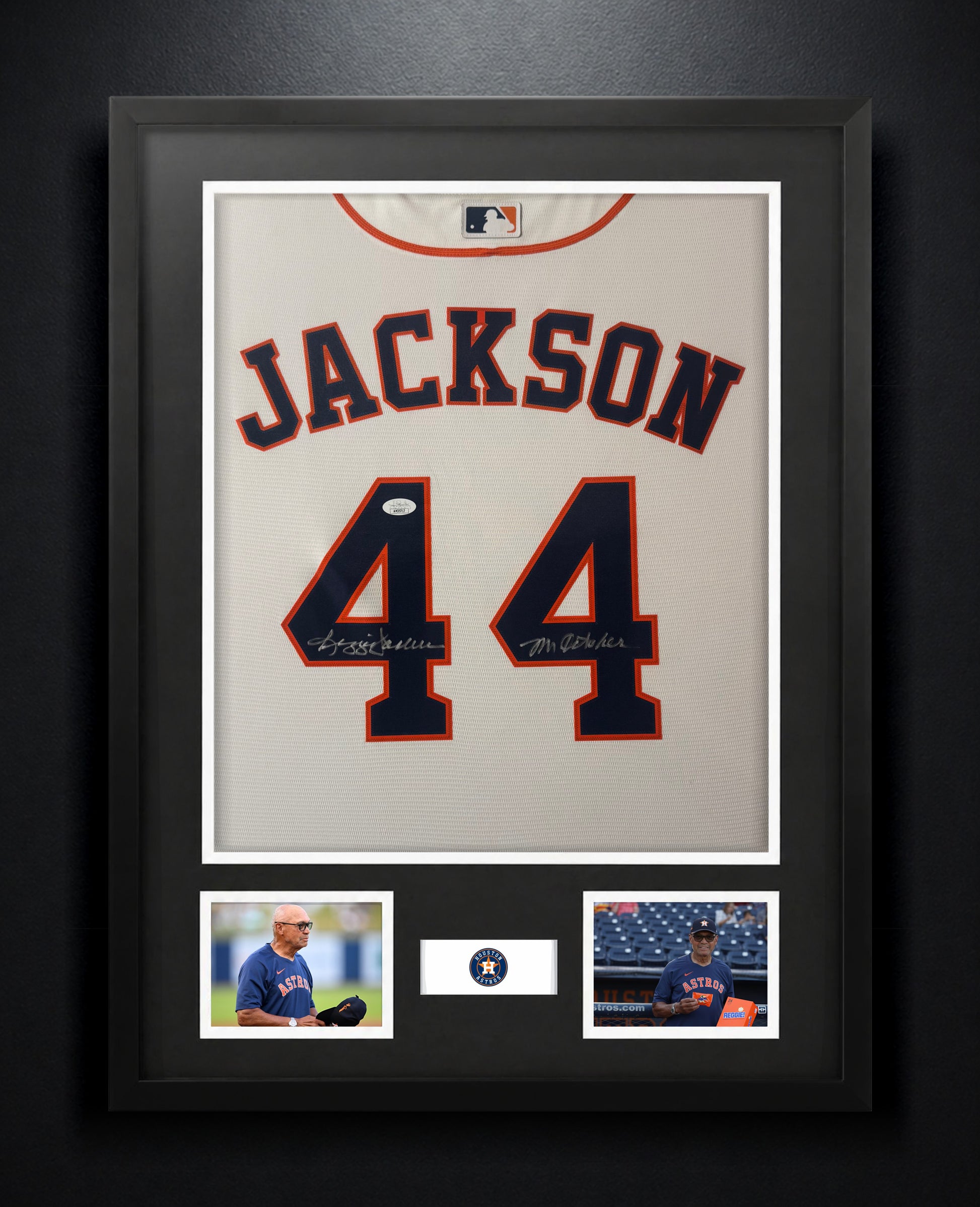 Reggie Jackson Signed Houston Astros Nike Jersey Framed JSA COA INSCRIBED - Photo of frame