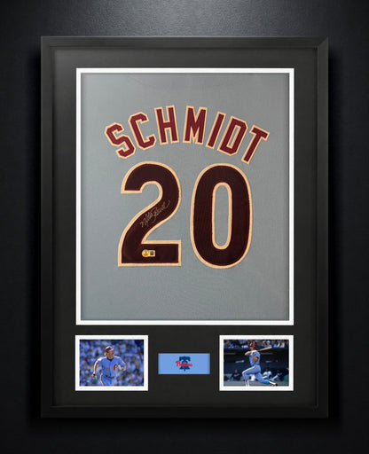 Mike Schmidt Signed Philadelphia Phillies Jersey Framed Beckett COA - Photo of frame