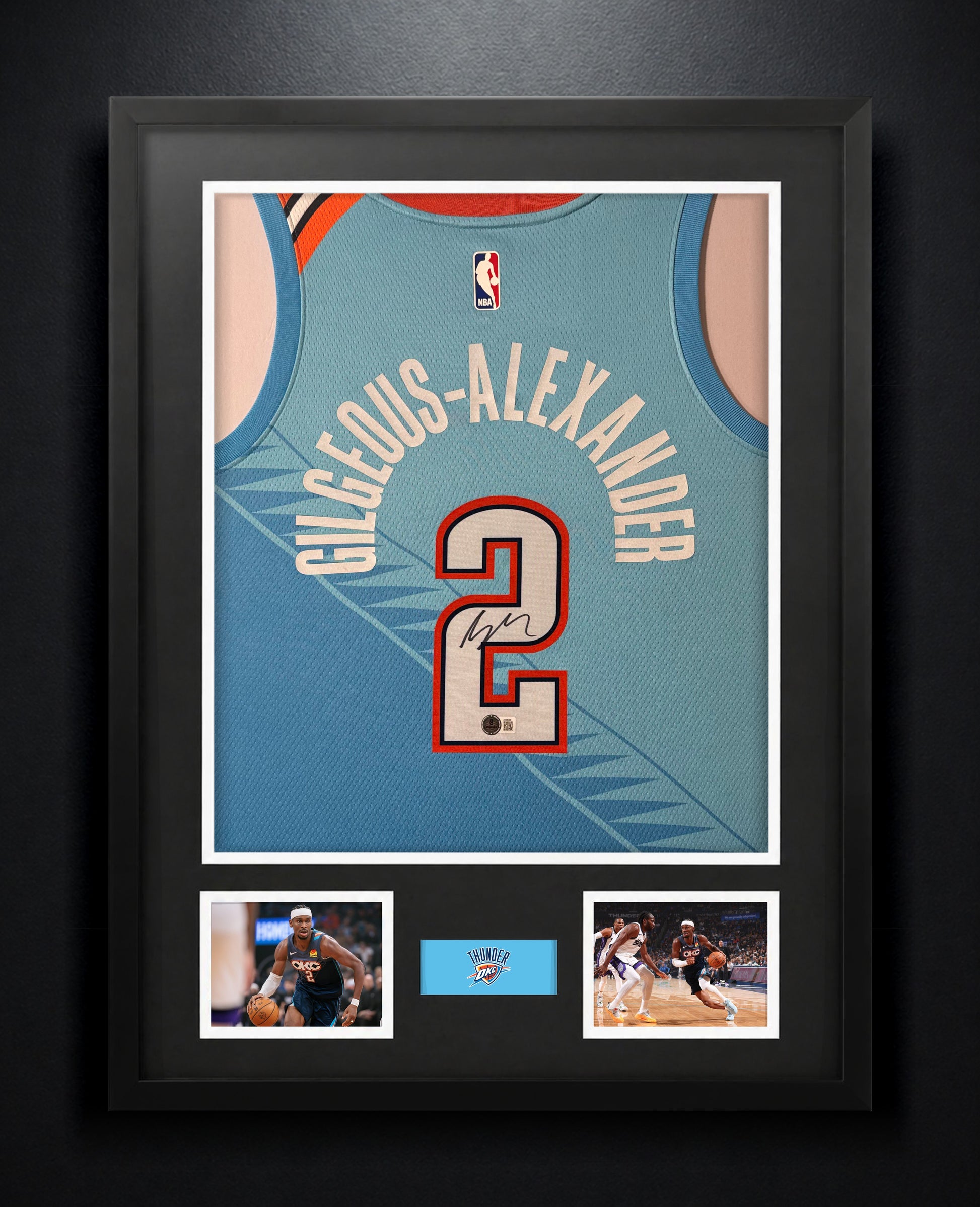Shai Gilgeous-Alexander Signed Oklahoma City Thunder Nike Jersey Framed Beckett COA - Photo of frame
