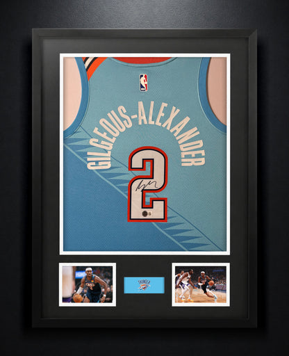 Shai Gilgeous-Alexander Signed Oklahoma City Thunder Nike Jersey Framed Beckett COA - Photo of frame