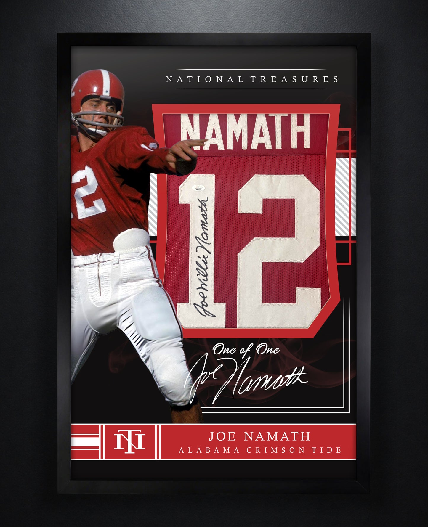 Joe Namath Signed Alabama Crimson Tide Jersey Framed JSA COA - Photo of frame