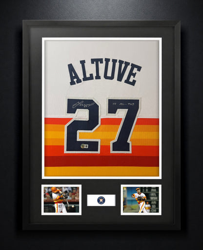Jose Altuve Signed Houston Astros Jersey Framed Beckett COA INSCRIBED - Photo of frame