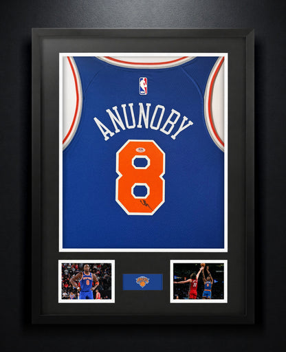 OG Anunoby Signed New York Knicks Nike Jersey Framed PSA COA - Photo of frame