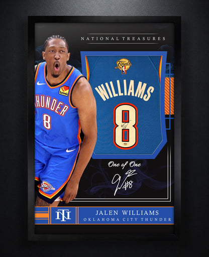 Jalen Williams Signed Oklahoma City Thunder Nike Jersey Framed PSA COA - Photo of frame