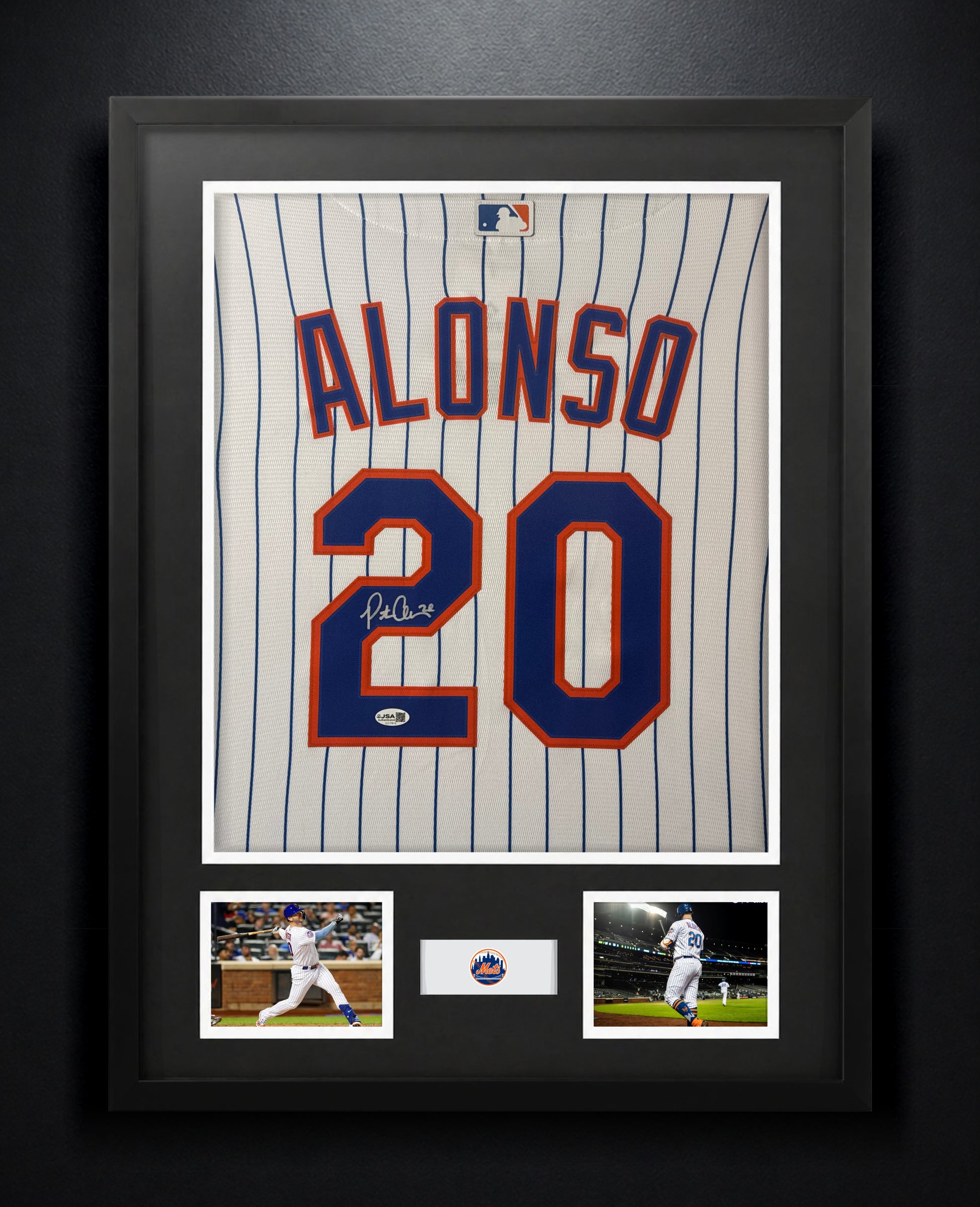 Pete Alonso Signed New York Mets Nike Jersey Framed JSA COA - Photo of frame