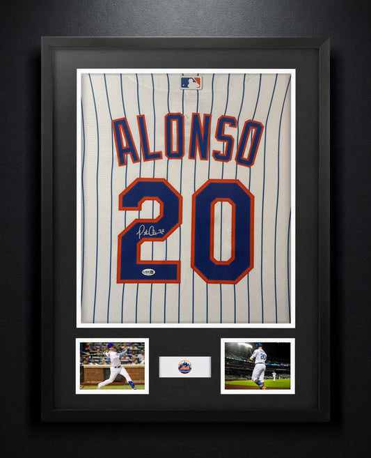 Pete Alonso Signed New York Mets Nike Jersey Framed JSA COA - Photo of frame