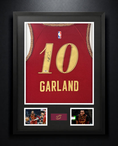 Darius Garland Signed Cleveland Cavaliers Nike Jersey Framed PSA COA - Photo of frame