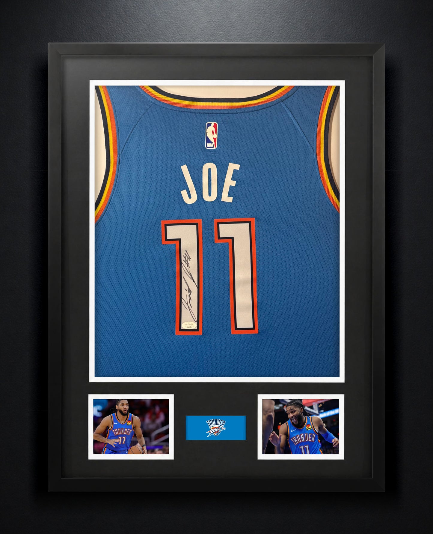 Isaiah Joe Signed Oklahoma City Thunder Nike Jersey Framed JSA COA - Photo of frame