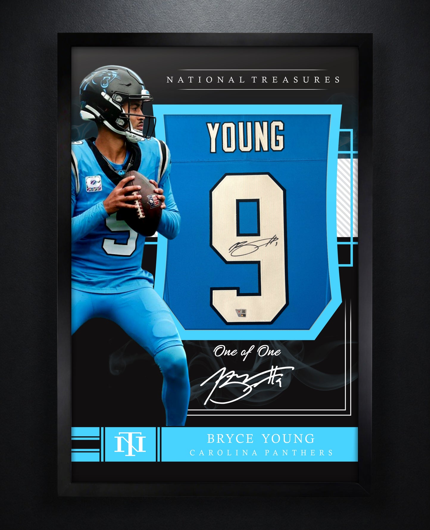 Bryce Young Signed Carolina Panthers Nike Jersey Framed Fanatics COA - Photo of frame